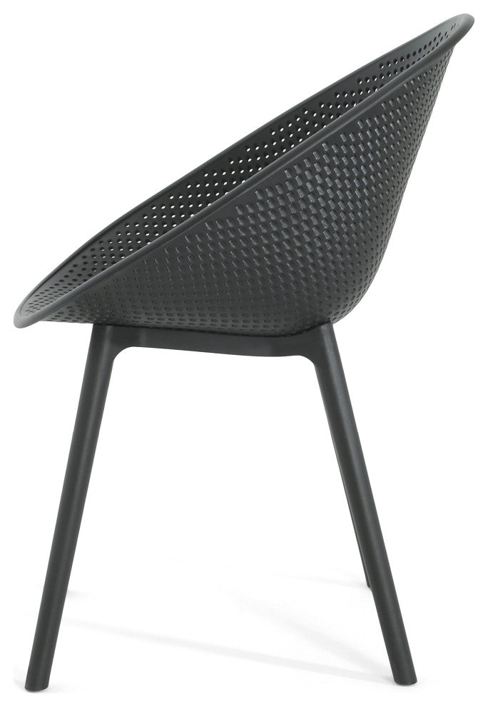 GDF Studio Outdoor Polypropelene Plastic Gable Dining Chairs, Set of 2, Black