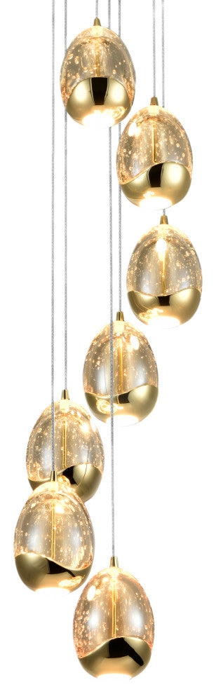 Venezia 7-Light ETL Certified Integrated LED Chandelier Lighting Fixture, Gold