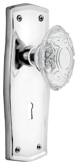 Prairie Plate Double Dummy, Keyhole Crystal Victorian Knob, Bright Chrome