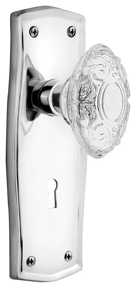 Prairie Plate Double Dummy, Keyhole Crystal Victorian Knob, Bright Chrome