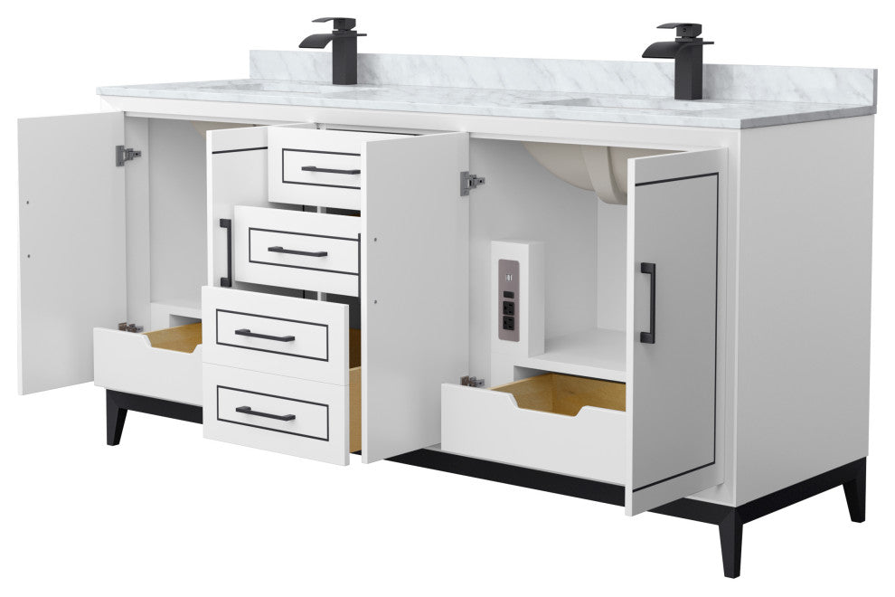 Marlena 72" Double Vanity, Top, Black Trim