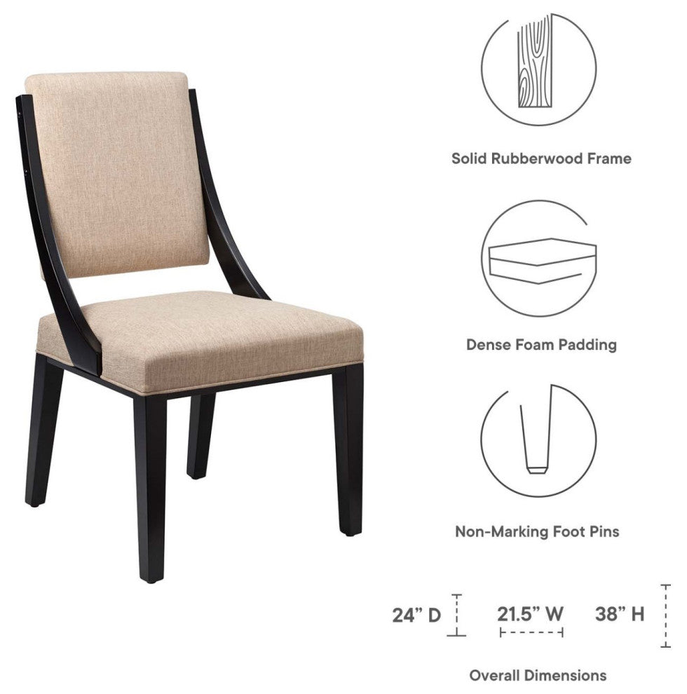 Side Dining Chair, Set of 2, Beige, Fabric
