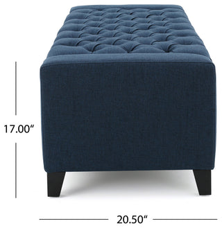 GDF Studio Seattle Tufted Storage Ottoman Bench, Dark Blue