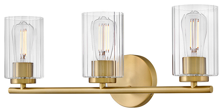 Lark Leta Medium Three Light Vanity, Lacquered Brass