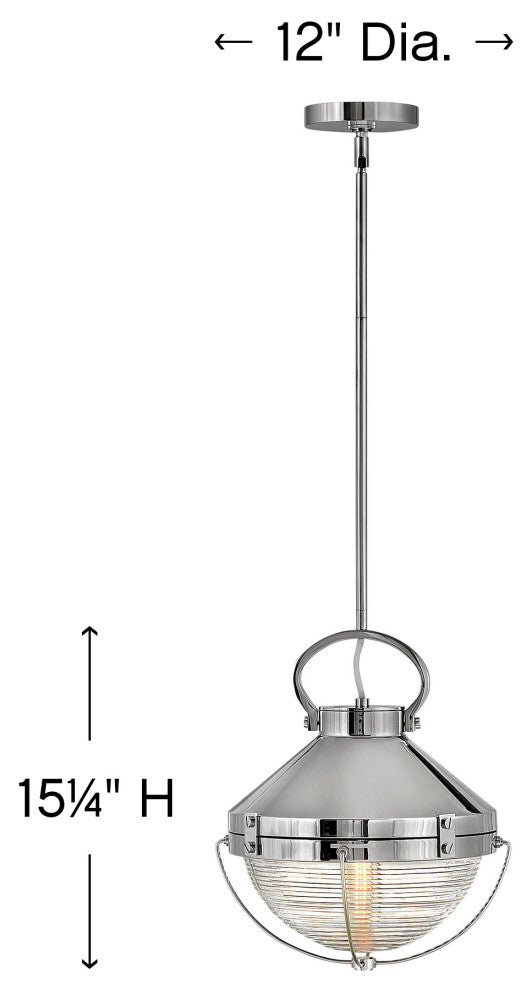 Hinkley Crew Medium Pendant, Polished Nickel