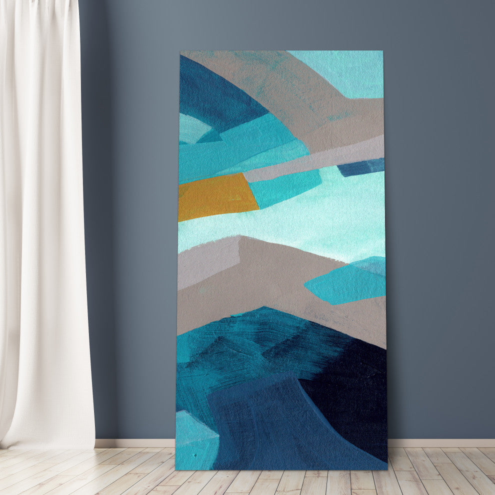 "Puzzle Blues C" Frameless Free Floating Panel Graphic Wall Art, 72"x36"