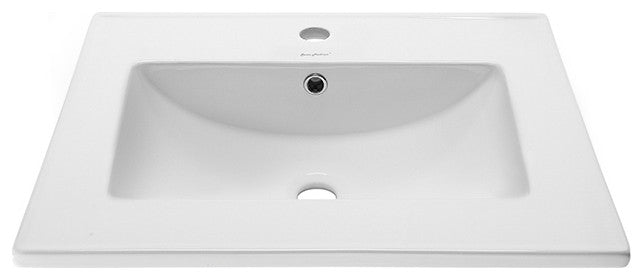 Ceramic Vanity Top 24" With Single Faucet Hole, Glossy White