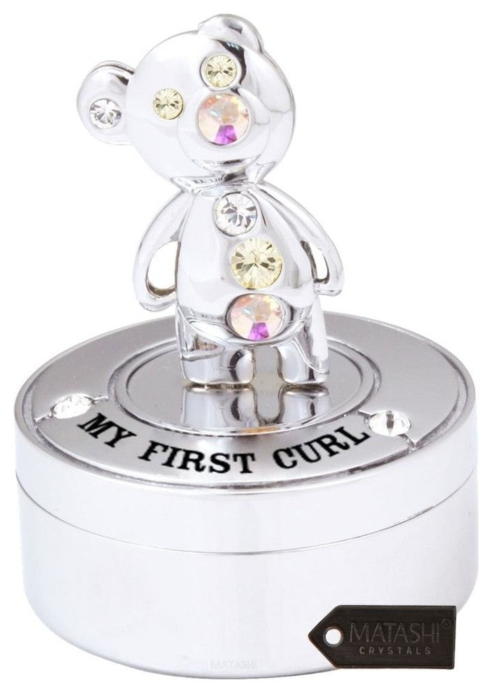 Chrome Plated Mini Silver Teddy Bear Keepsake Box