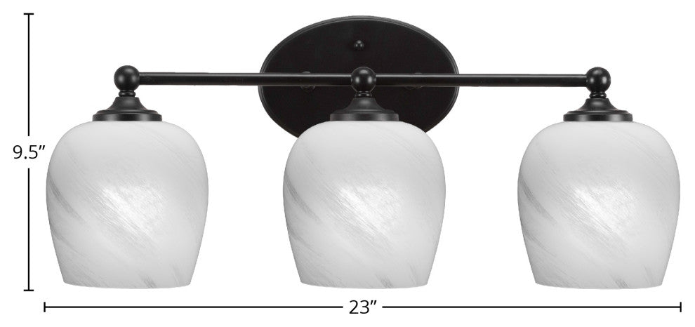 Capri 3-Light Bath Bar, Matte Black/White Marble