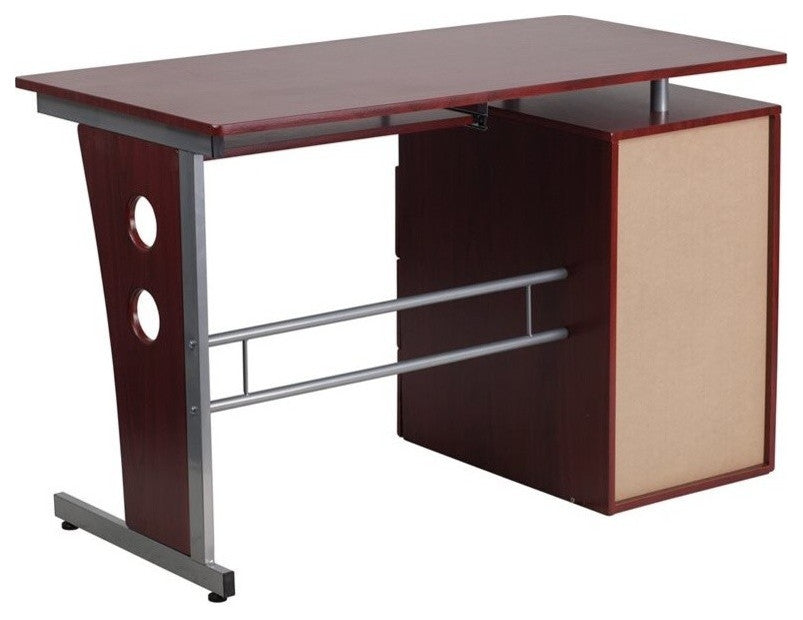 Mahogany Desk with Three Drawer Pedestal and Pull-Out Keyboard Tray