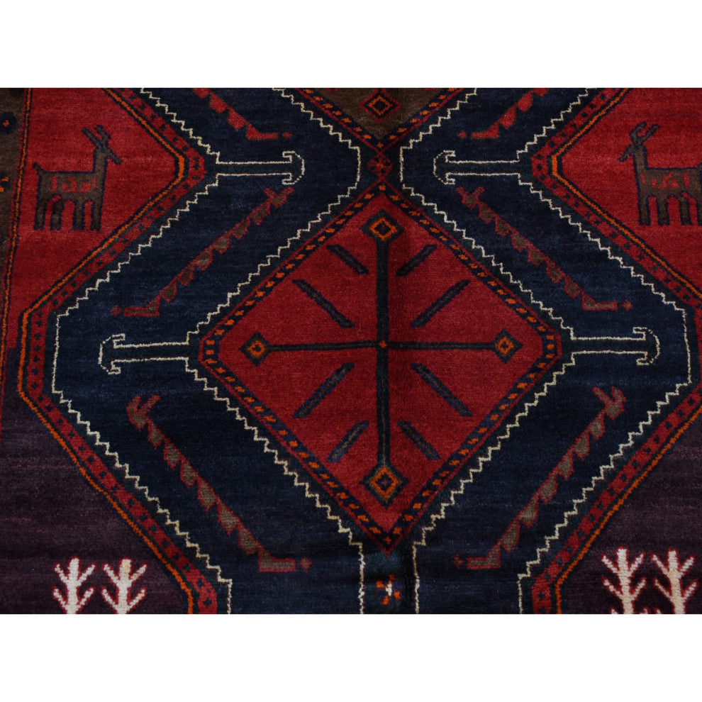 Maroon Red New Persian Pure Wool Hand Knotted Runner Rug 5'2" x 10'6"