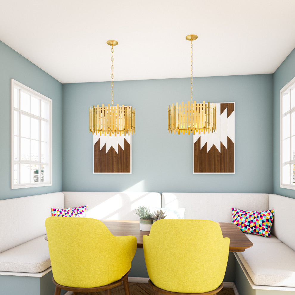 Kenroy 93786GLD 4-Light Pendant, Picket