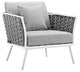 Stance Armchair Outdoor Patio Aluminum Set of 2, White Gray
