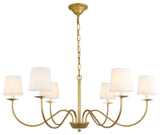 Eclipse 6 Light Chandelier in Brass And White Shade