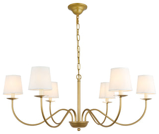Eclipse 6 Light Chandelier in Brass And White Shade