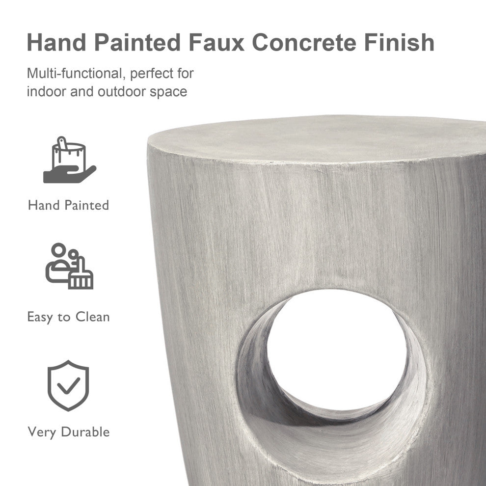 Multi-functional MGO Faux Concrete Garden Stool or Plant Stand or Accent Table