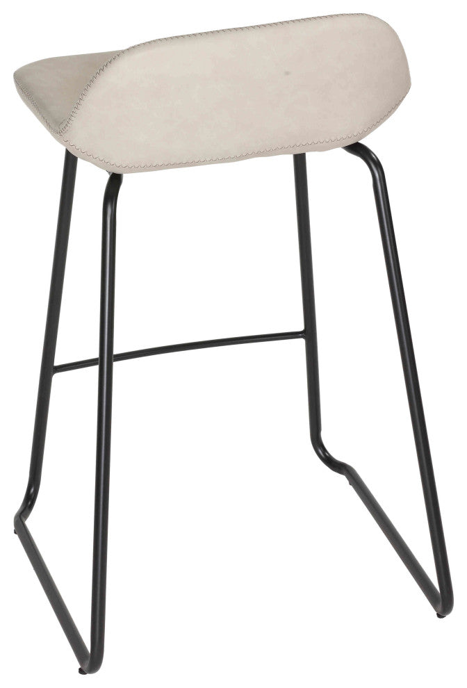 Cortesi Home Ava Counter Stools, Stone Gray Faux Leather, Set of 2