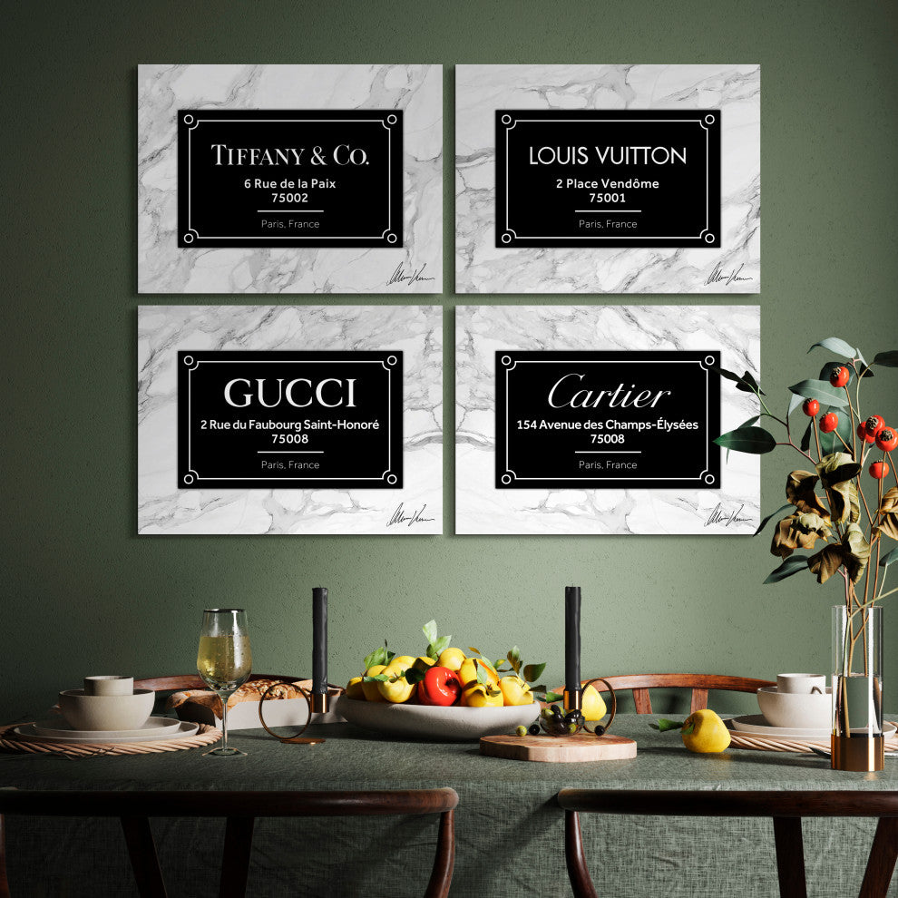 "Prestige Brand"Frameless Reverse Printed Tempered Glass Wall Art Set of 4