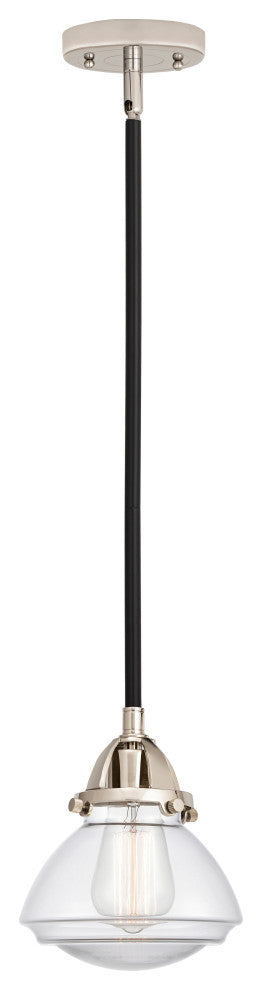 Olean Mini Pendant, Black Polished Nickel, Clear, Clear