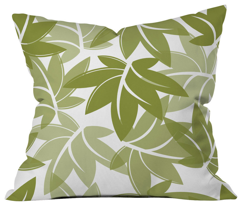 Sabine Reinhart Green Leaves Outdoor Throw Pillow