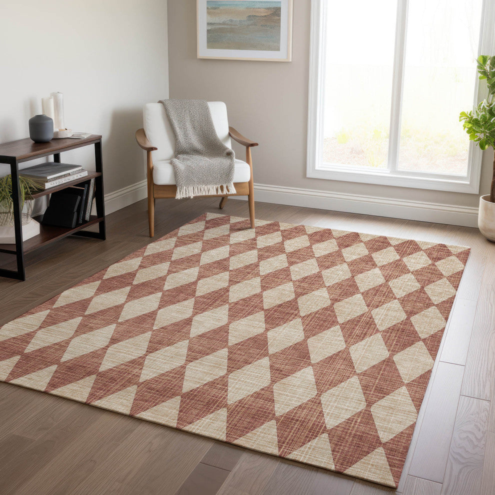 Machine Washable Indoor/Outdoor Chantille ACN578 Paprika 5'' x 7''6" Rug
