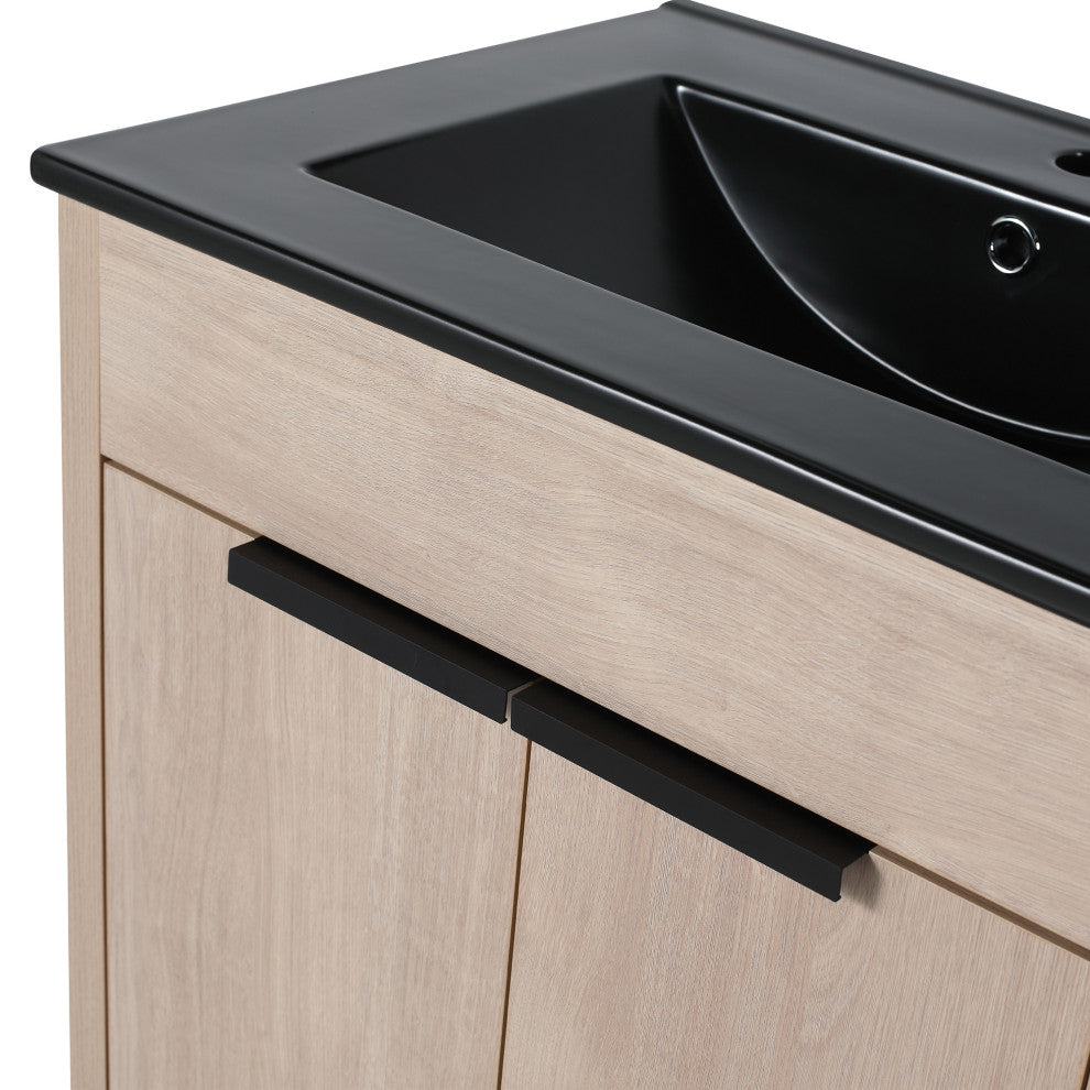 24 Inch Plywood Freestanding Bathroom Vanity With Doors and Adjustable Shelf