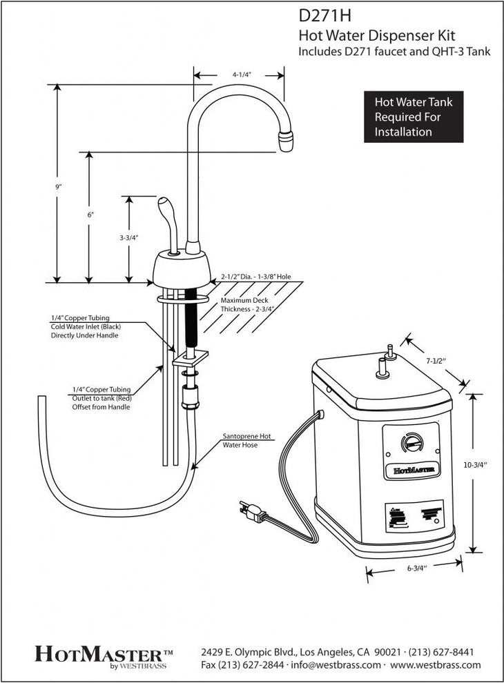 Velosah Contemporary 9" Hot Water Dispenser And Tank In Oil Rubbed Bronze