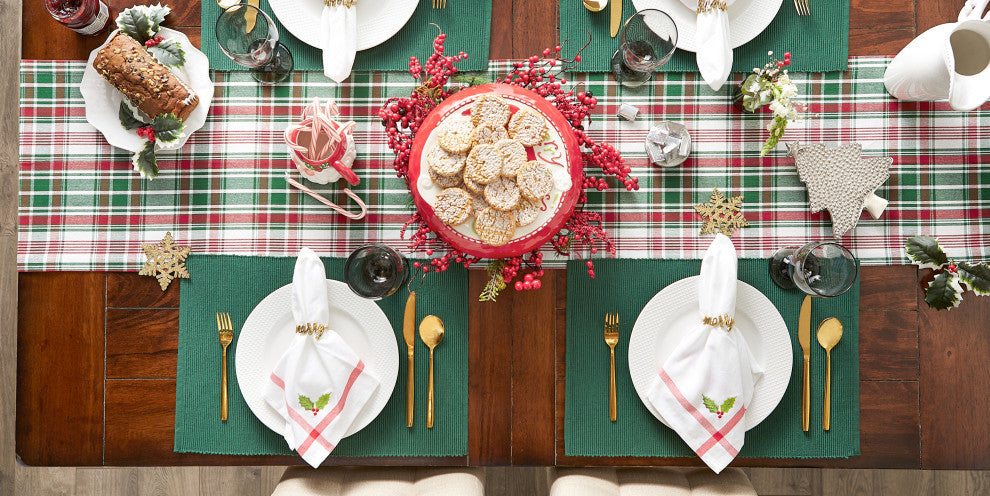 Yuletide Plaid Table Runner 14X108"