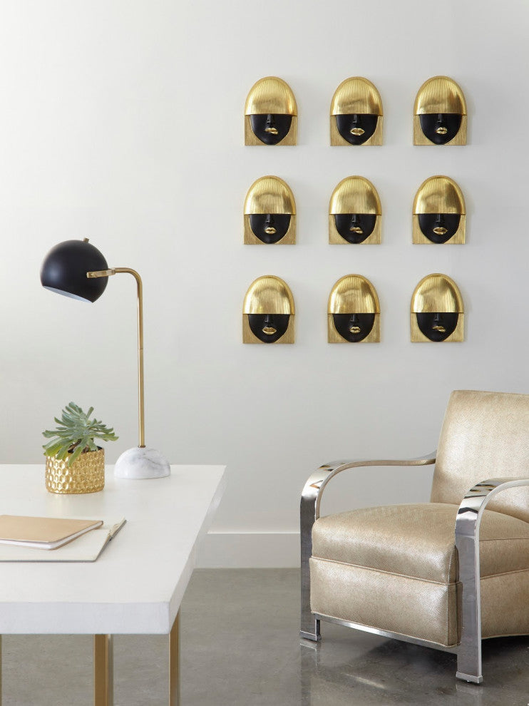 Fashion Faces Wall Tiles, 3-Piece Set, Gold Leaf