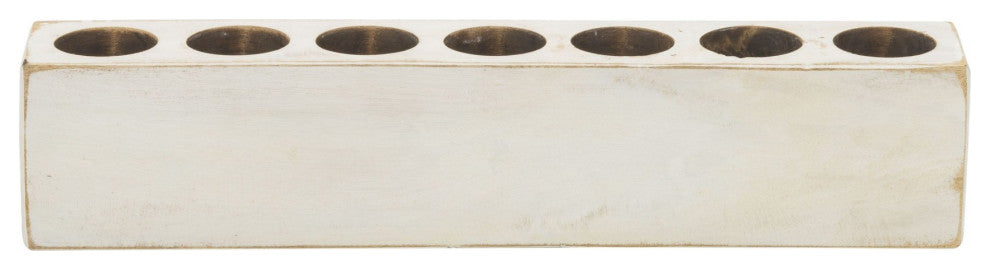 Distressed White 7 Hole Sugar Mold Candle Holder