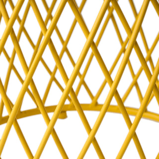 GDF Studio Alameda Outdoor 19" Diameter Lattice Iron Side Table, Matte Yellow