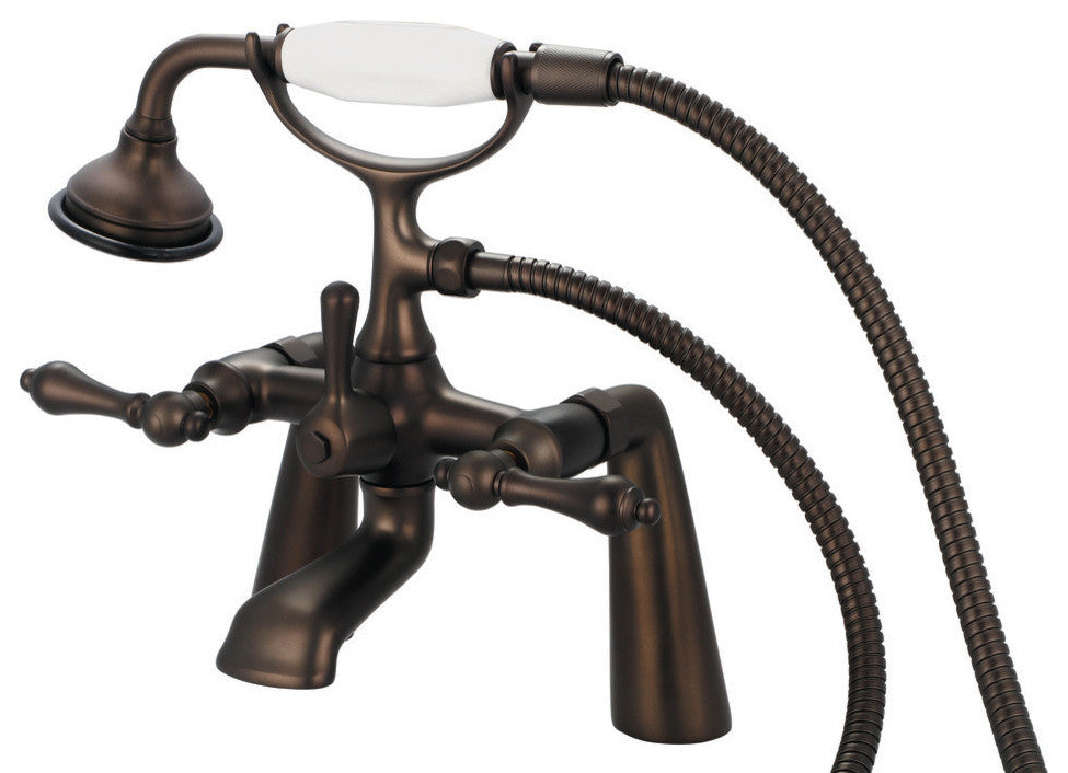 Vintage Classic Deck Mount Tub Faucet With Handshower, Oil Rubbed Bronze Finish