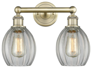 Eaton 2-Light 15" Bath Vanity Light, Antique Brass Finish, Clear Shade