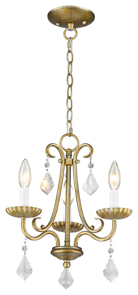 Daphne 3-Light Mini Chandelier, Antique Gold Leaf