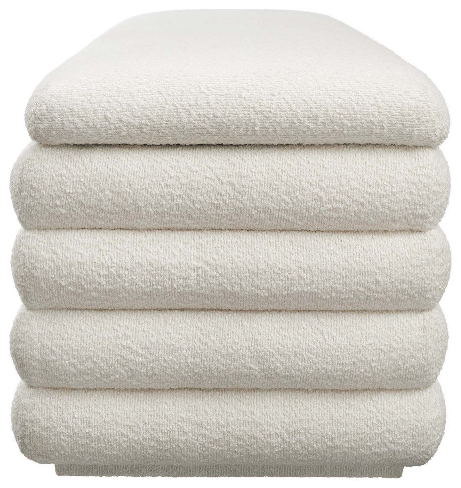 Mezzo Boucle Upholstered Storage Bench, Cloud