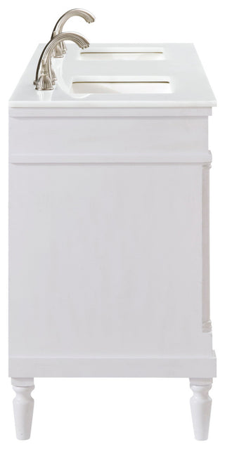 Home Living 60" Single Vanity, Antique White With Engineered Marble Top