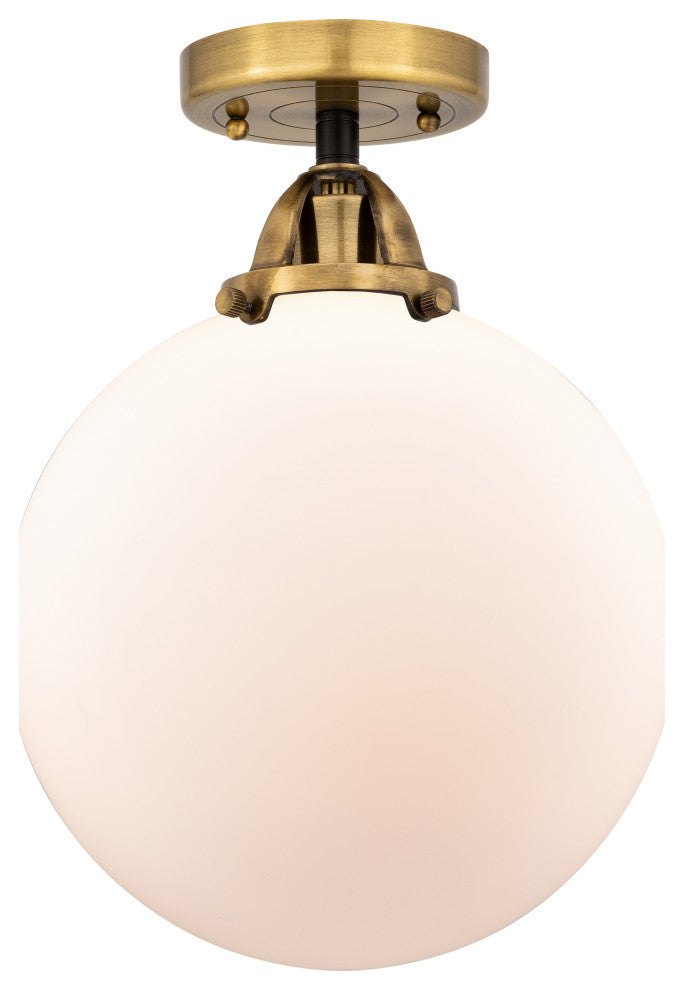 Beacon Semi-Flush Mount, Black Antique Brass, Matte White, Matte White