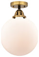 Beacon Semi-Flush Mount, Black Antique Brass, Matte White, Matte White