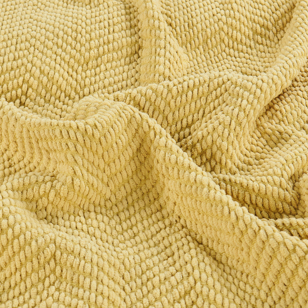Tweed Knitted Throw Blanket, Jojoba Yellow, 60"x80"