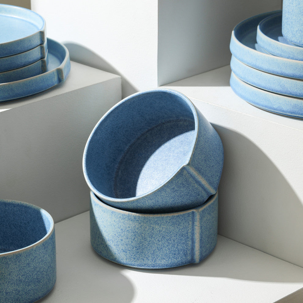 Stone Lain Bao Stoneware Bowl Set of 4, Blue