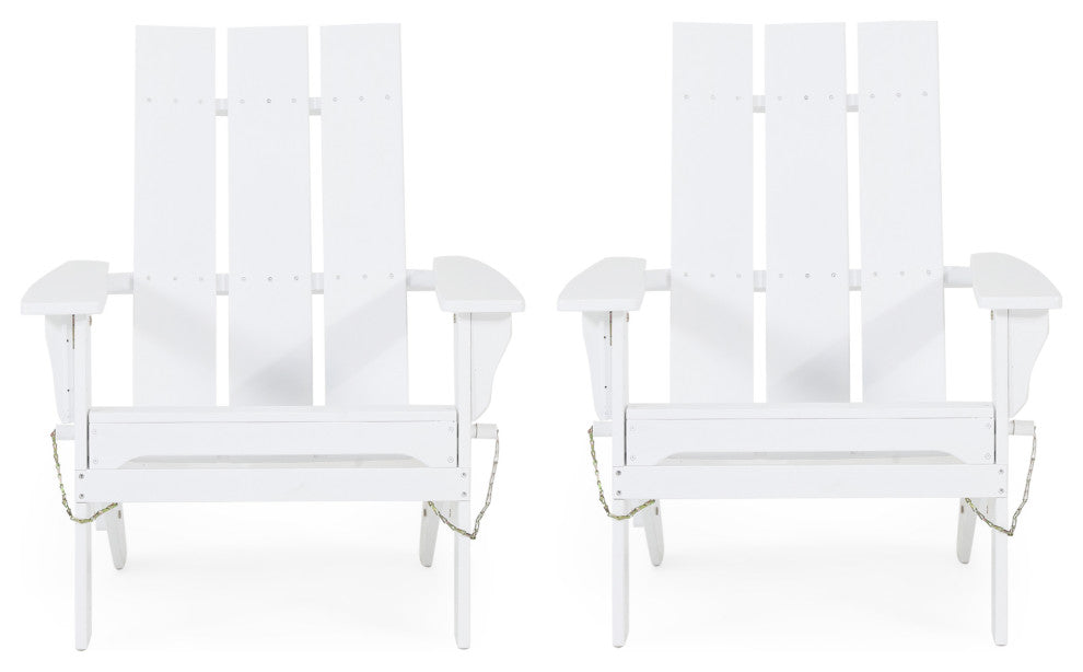 Gurekam Outdoor Foldable Adirondack Chairs, Set of 2, White