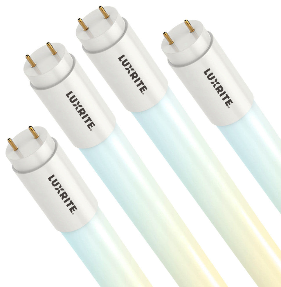 Luxrite 4FT T8 LED Tube Lights 5CCT Type B Up to 2250LM UL DLC 4-Pack