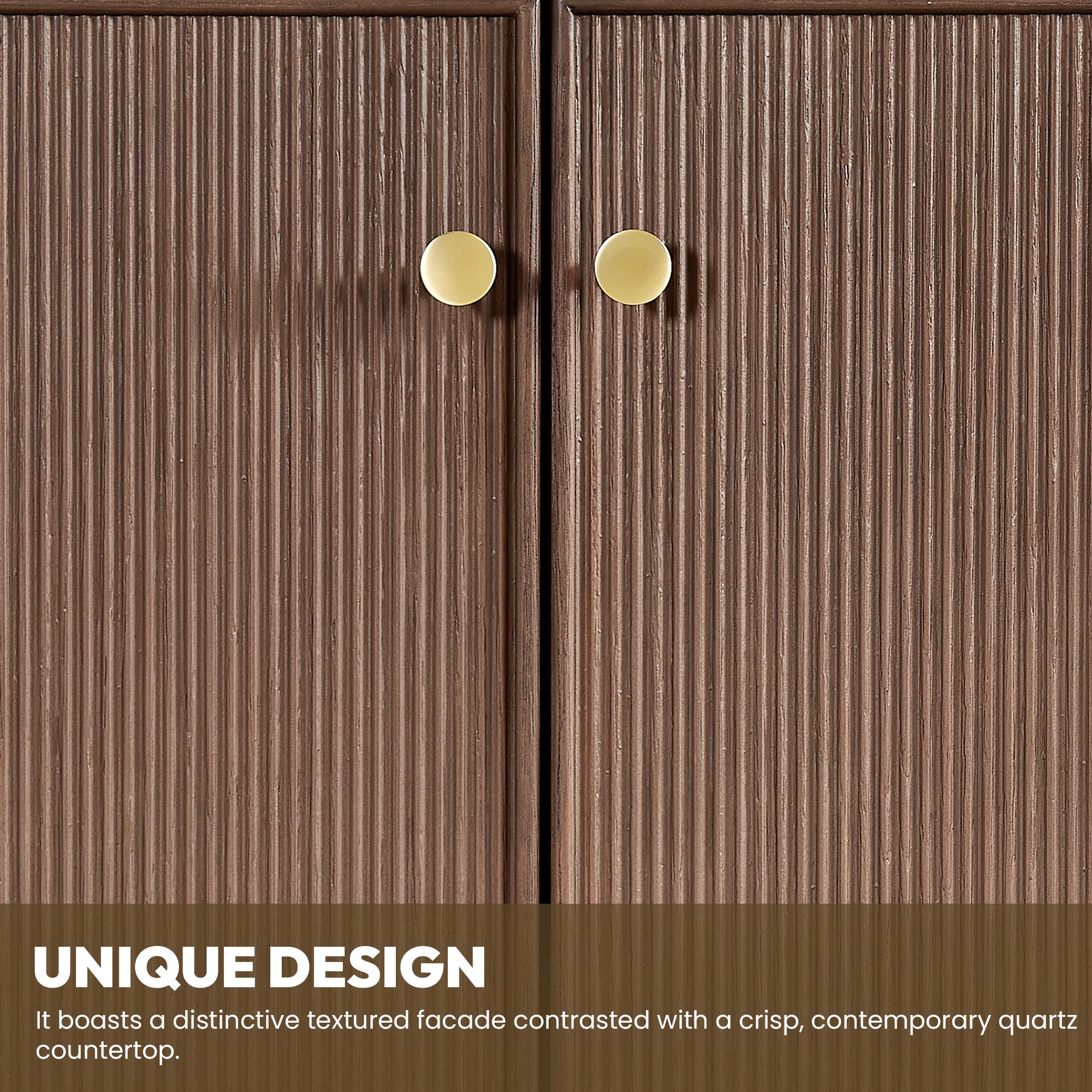 Oza Bath Vanity with Quartz Stone Top, Aged Dark Brown Oak, 72", Double Vanity, No Mirror