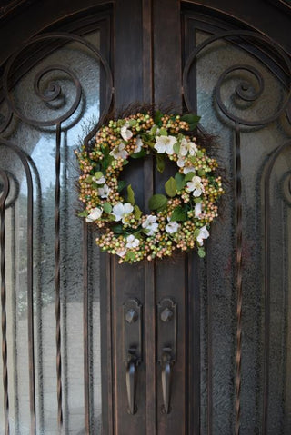 22" Dogwood, Berry Wreath Spring Greenery
