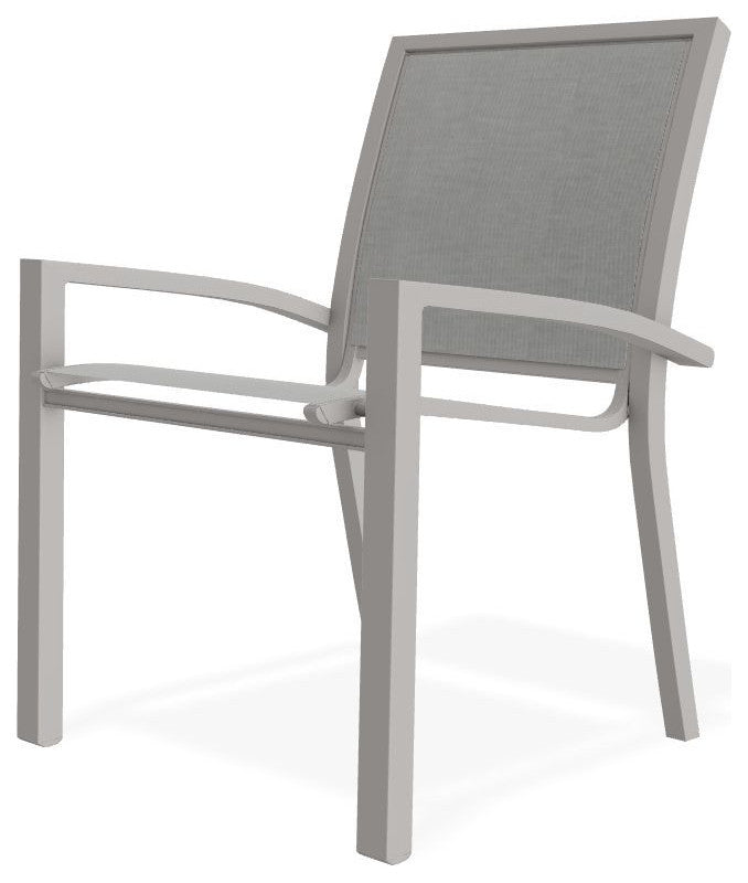 Kendall Sling Stackable Outdoor Dining Chair, Alloy/Warm Gray