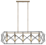 Visual Comfort Studio-6634105-848-Five Light Linear Chandelier, Zarra