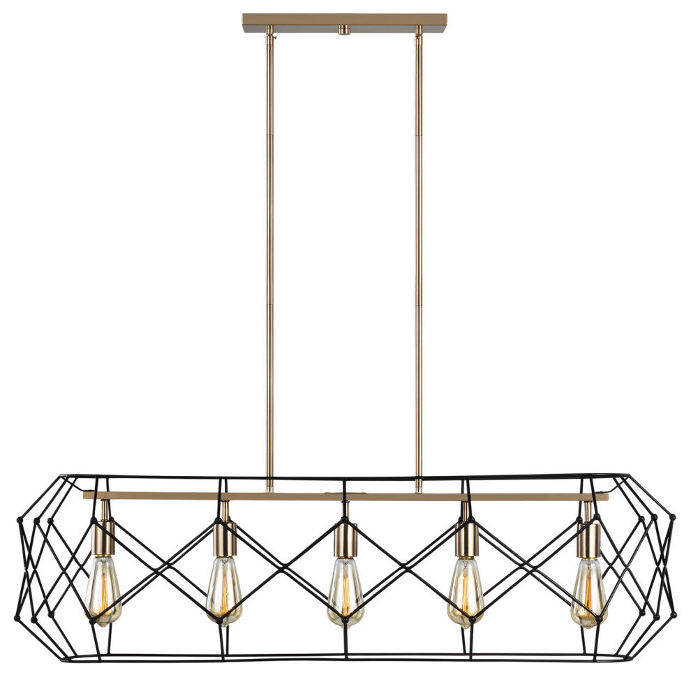 Visual Comfort Studio-6634105-848-Five Light Linear Chandelier, Zarra