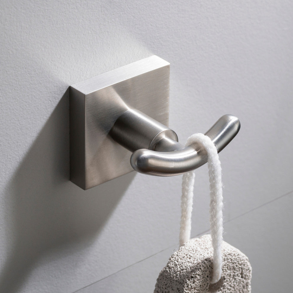 Ventus Bathroom Robe and Towel Double Hook, Nickel