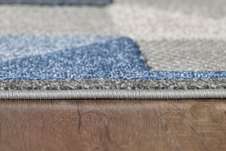 8"x10" Blue Gray Triangle Indoor Outdoor Area Rug