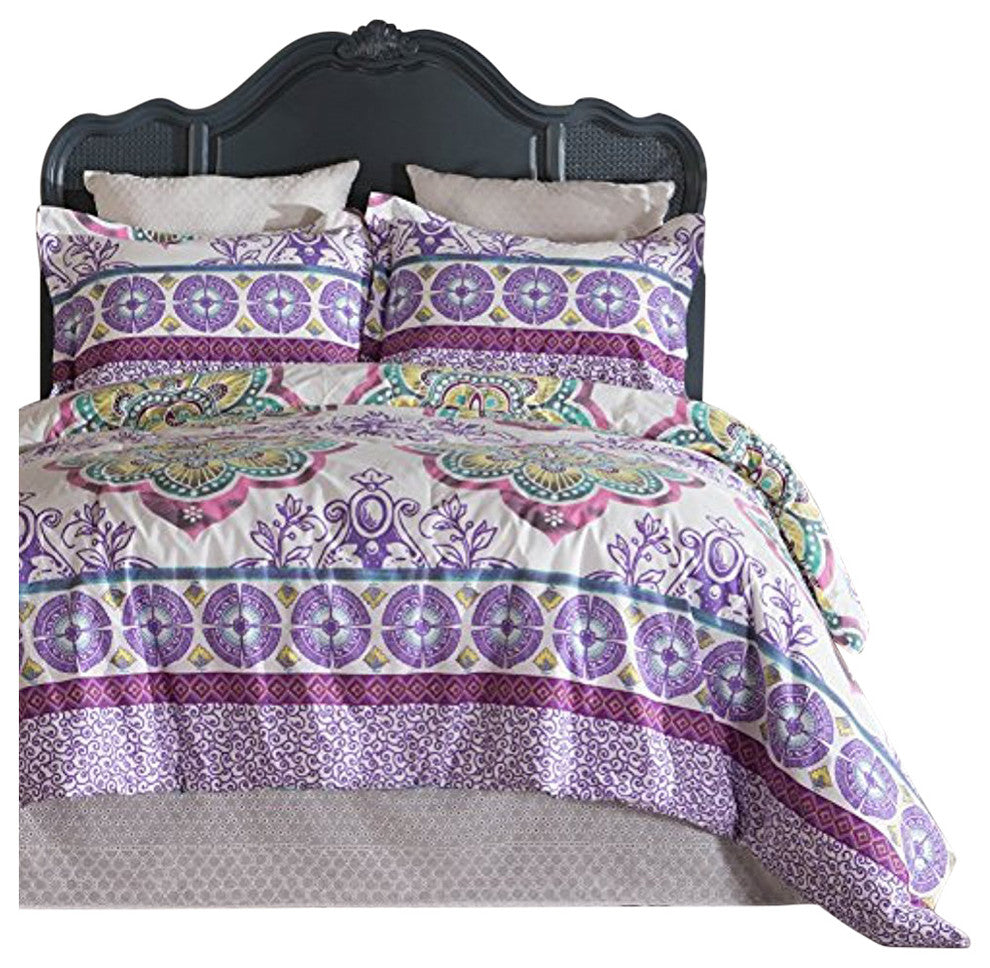 Parama 100% Cotton Reversible 3-Piece Comforter Set, King